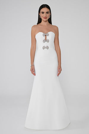 Strapless Mermaid Crepe Long Dress