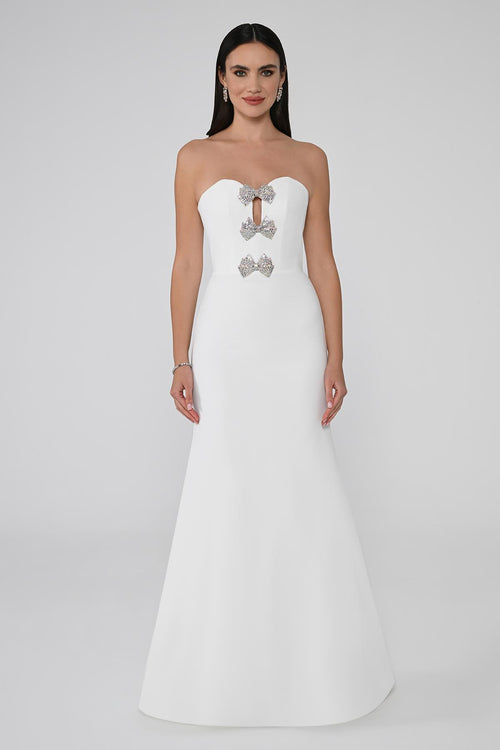 Strapless Mermaid Crepe Long Dress