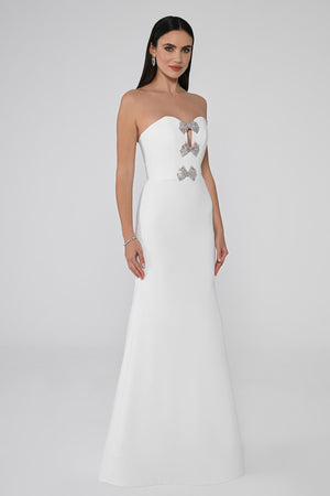 Strapless Mermaid Crepe Long Dress