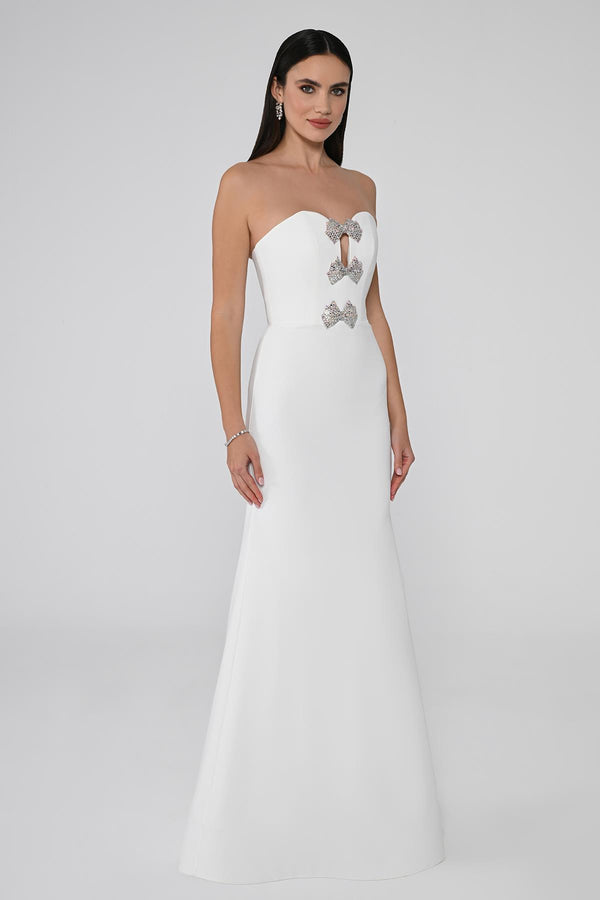 Strapless Mermaid Crepe Long Dress