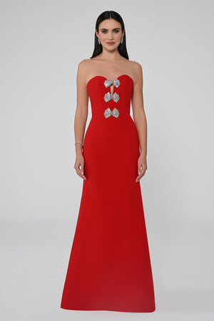 Strapless Mermaid Crepe Long Dress