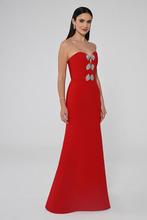 Strapless Mermaid Crepe Long Dress