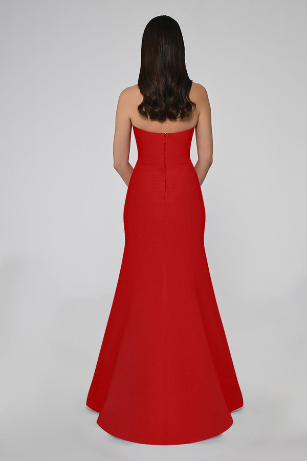 Strapless Mermaid Crepe Long Dress