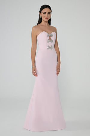 Strapless Mermaid Crepe Long Dress