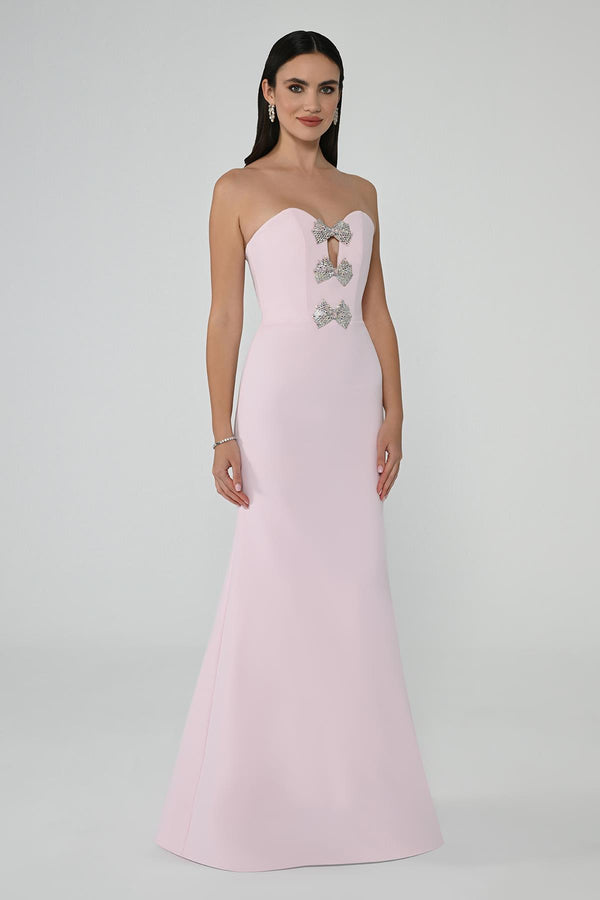 Strapless Mermaid Crepe Long Dress