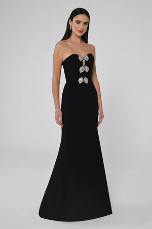 Strapless Mermaid Crepe Long Dress