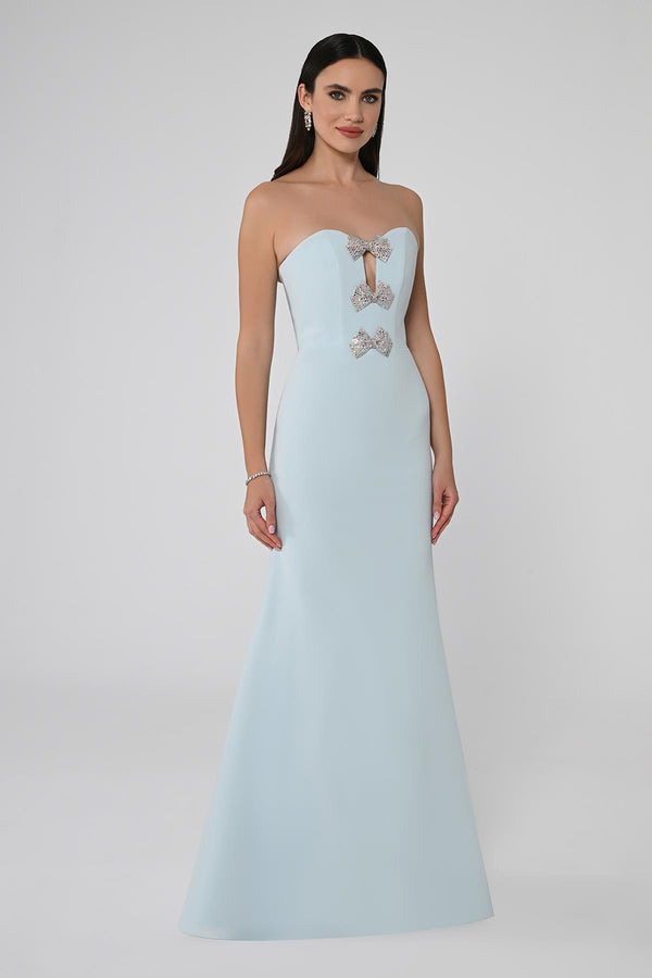 Strapless Mermaid Crepe Long Dress