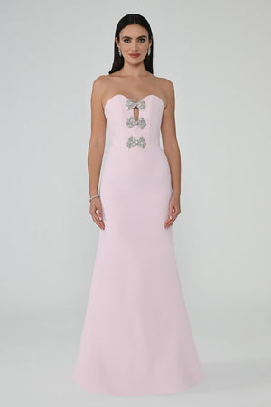 Strapless Mermaid Crepe Long Dress