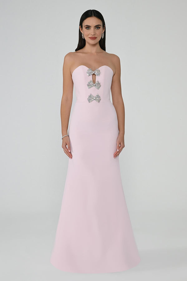 Strapless Mermaid Crepe Long Dress