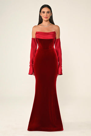 Strapless Velvet Trumpet/Mermaid Long Dress