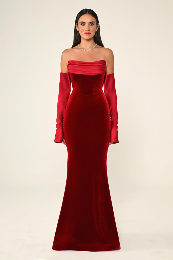 Strapless Velvet Trumpet/Mermaid Long Dress