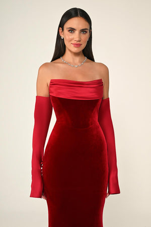 Strapless Velvet Trumpet/Mermaid Long Dress
