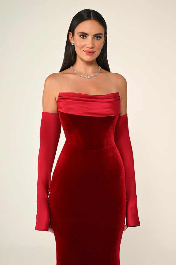 Strapless Velvet Trumpet/Mermaid Long Dress