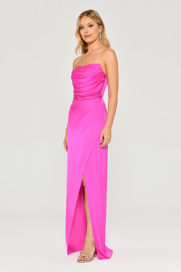 Strapless Satin Long Dress