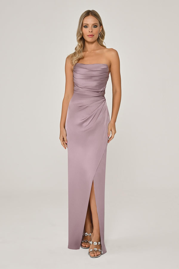Strapless Satin Long Dress