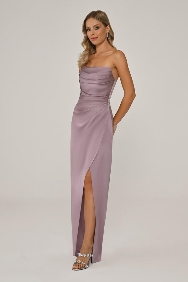 Strapless Satin Long Dress