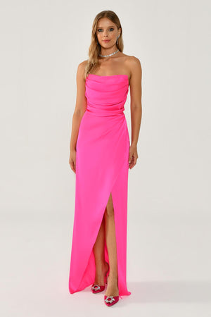 Strapless Satin Long Dress