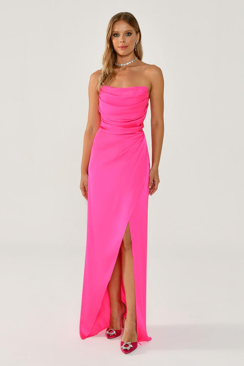 Strapless Satin Long Dress