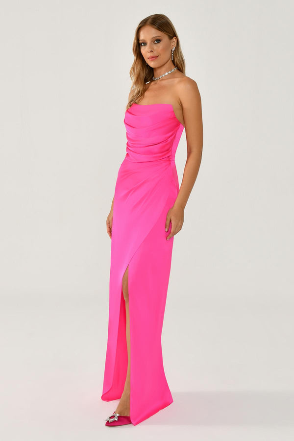 Strapless Satin Long Dress