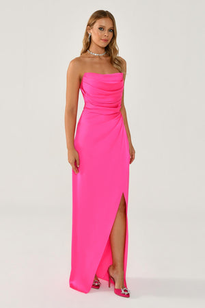 Strapless Satin Long Dress