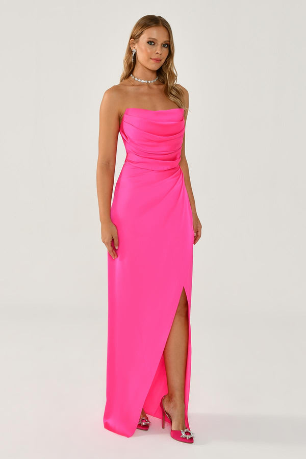 Strapless Satin Long Dress