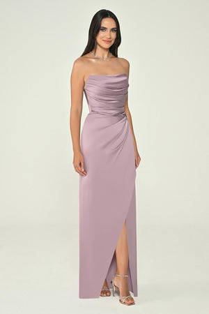 Strapless Satin Long Dress