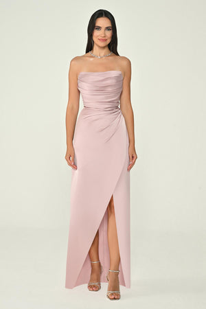 Strapless Satin Long Dress