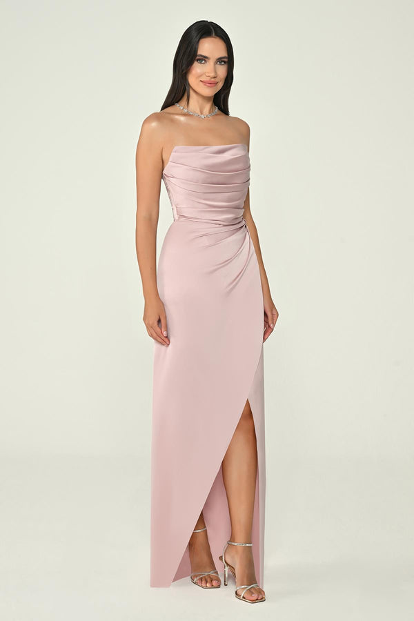 Strapless Satin Long Dress