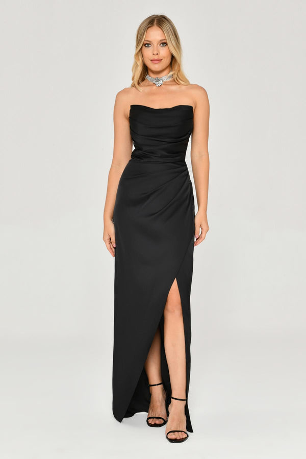 Strapless Satin Long Dress