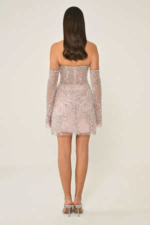 Strapless Beaded Embellished Short Dress