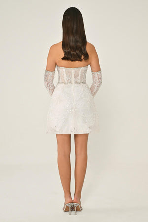 Strapless Beaded Embellished Short Dress