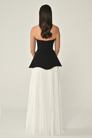 Strapless Top Crepe Skirt Chiffon Long Dress