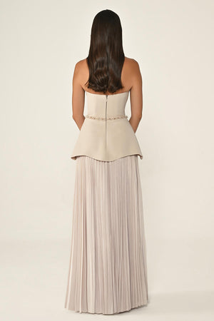 Strapless Top Crepe Skirt Chiffon Long Dress