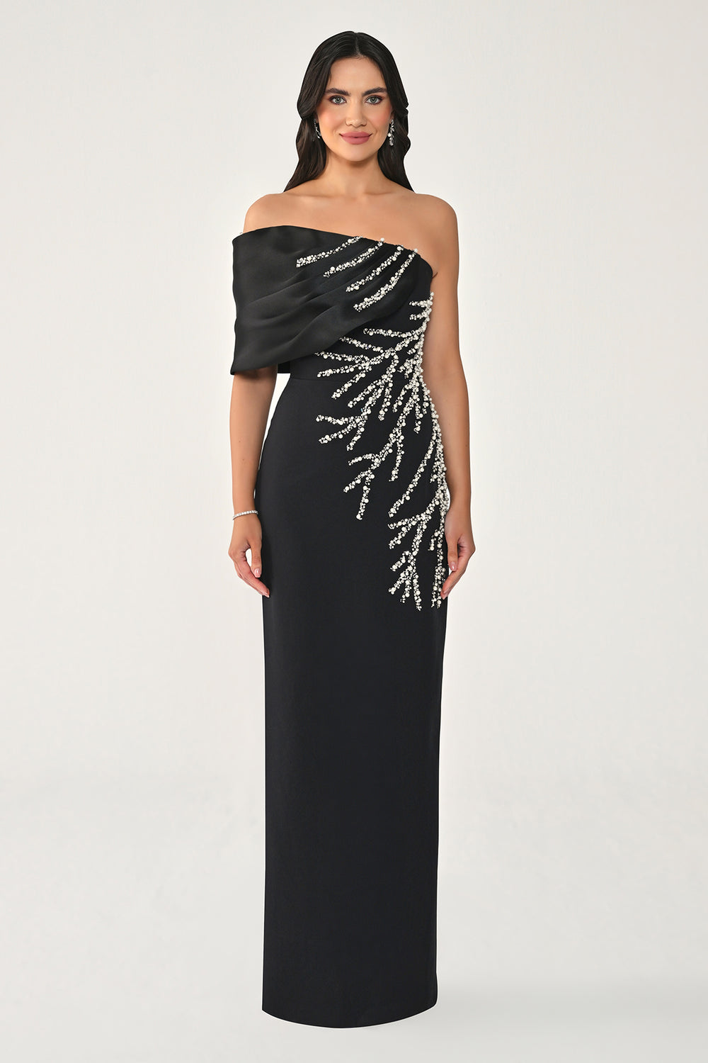 One-Shoulder Embellished Long Dress