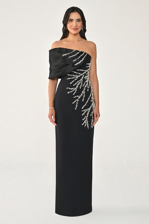 One-Shoulder Embellished Long Dress