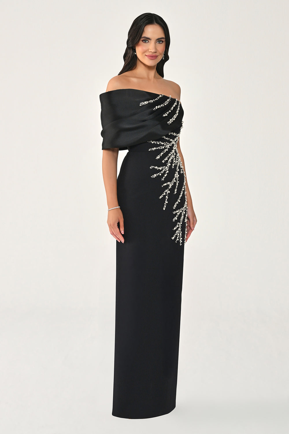 One-Shoulder Embellished Long Dress