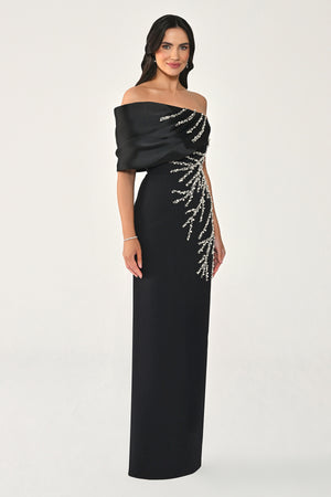 One-Shoulder Embellished Long Dress