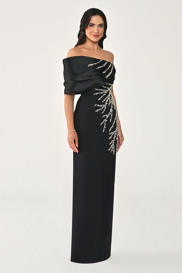 One-Shoulder Embellished Long Dress