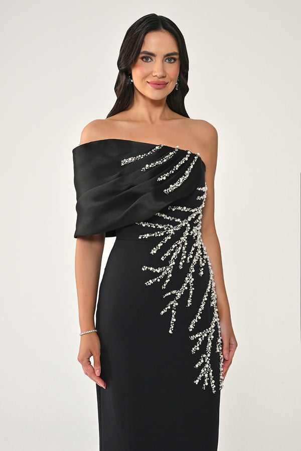 One-Shoulder Embellished Long Dress