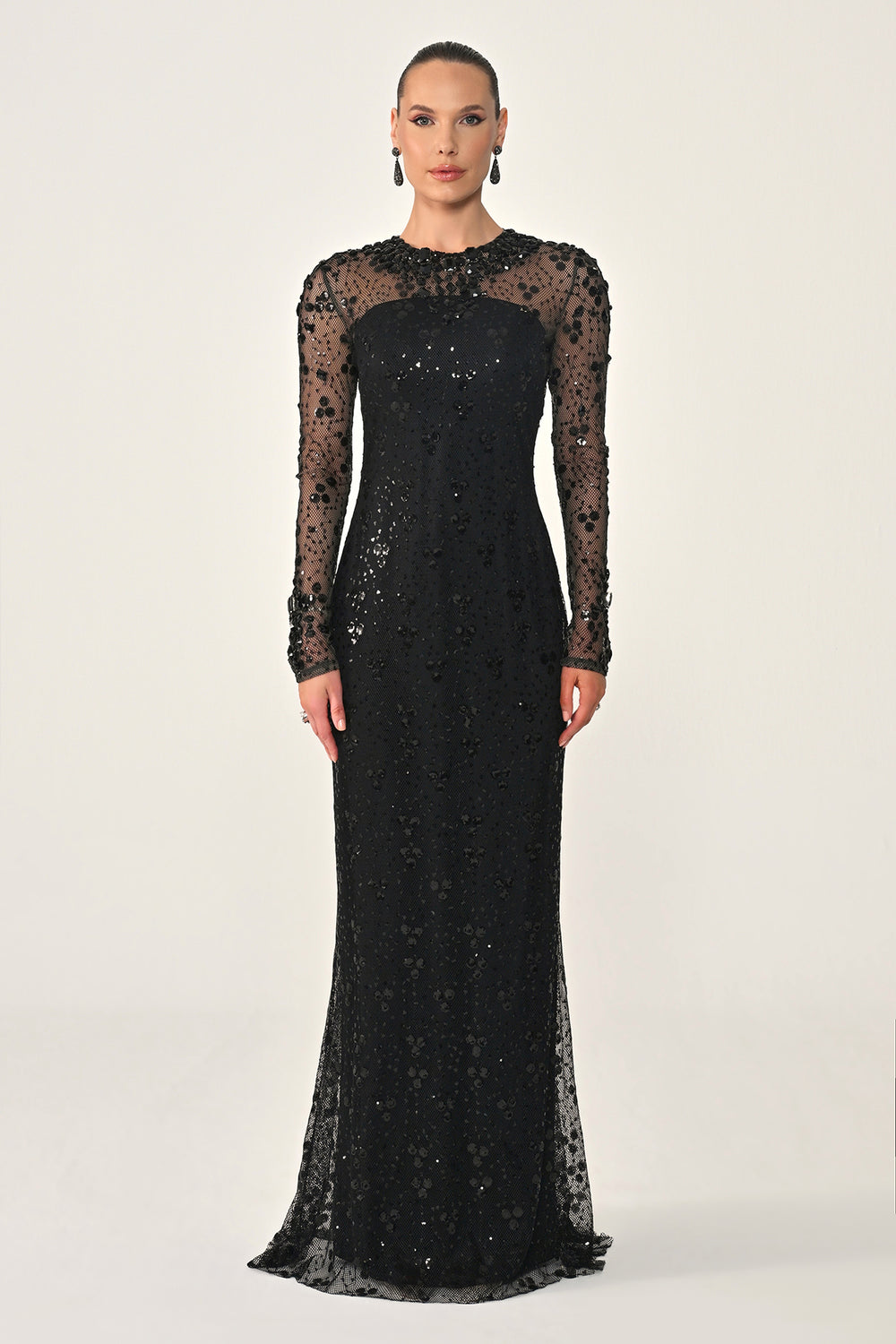 Long Sleeve Backless Sequin Maxi Dress