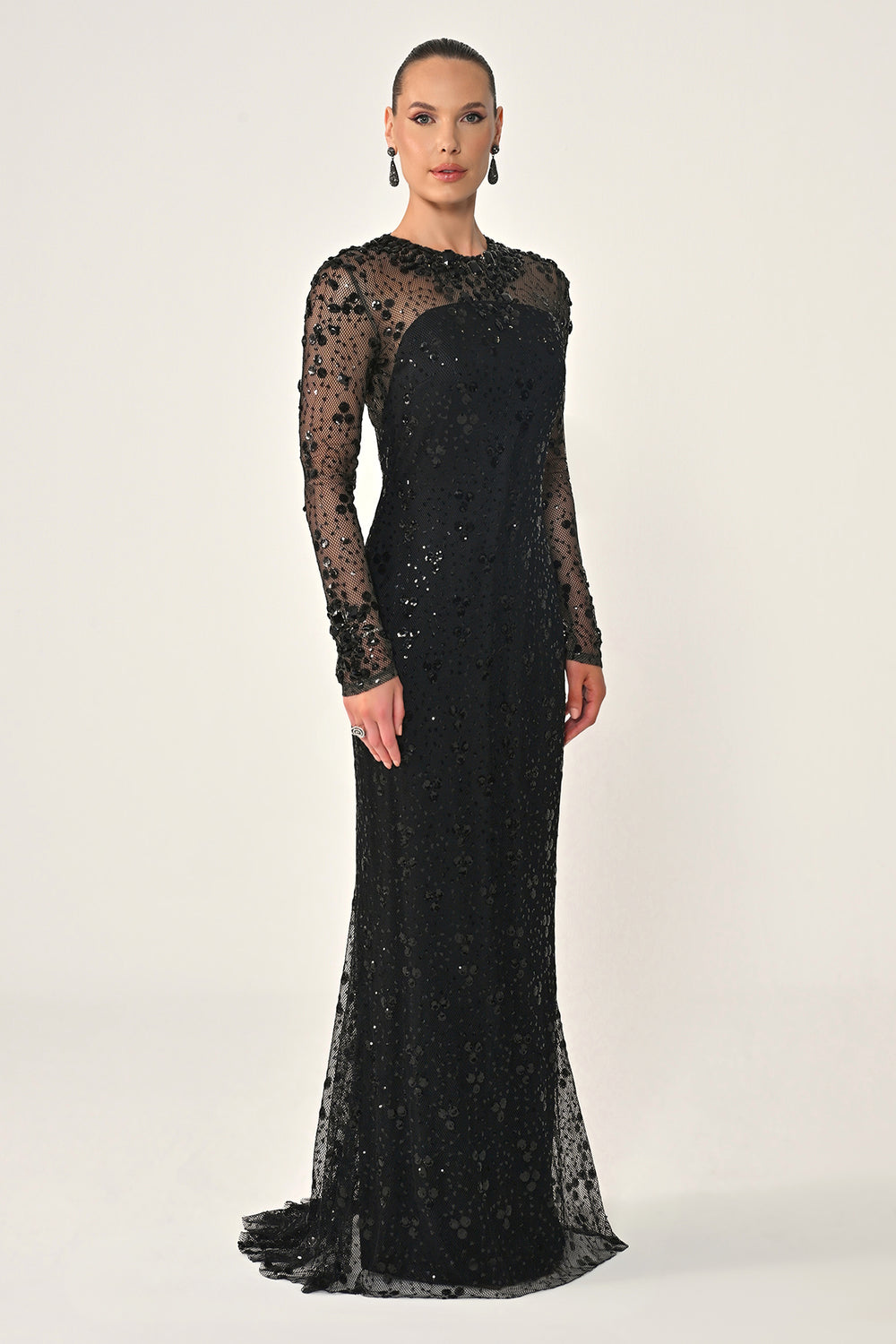 Long Sleeve Backless Sequin Maxi Dress