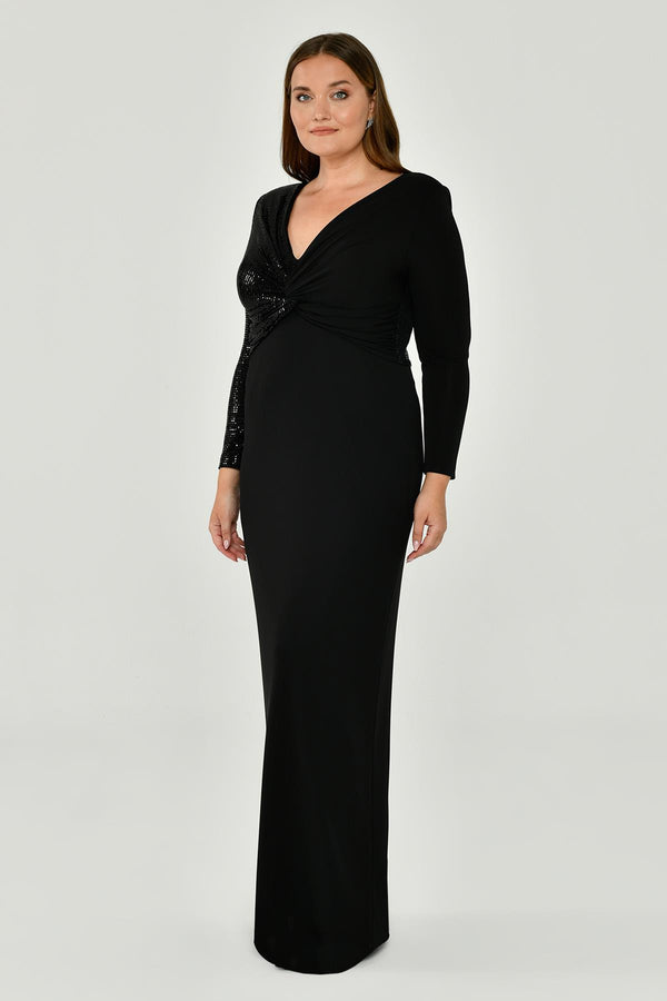 Long Sleeve V-Neck Maxi Dress