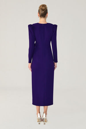 V-Neck Long Sleeve Slit Maxi Dress